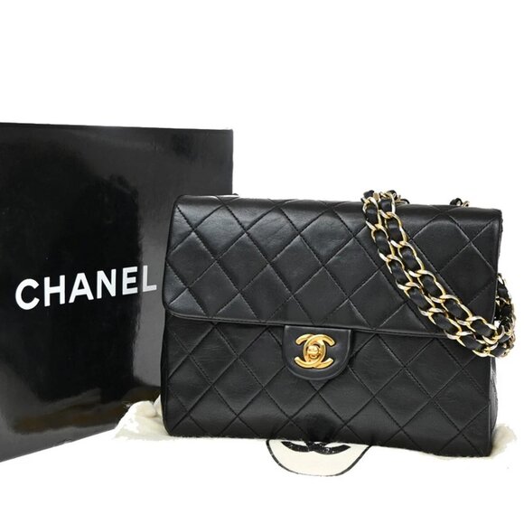 CHANEL CC Logo Mini Matelasse Chain Shoulder Bag Leather Black GHW France Vintag - Picture 1 of 16